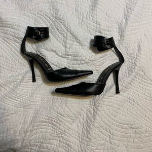 Black ankle strap heels